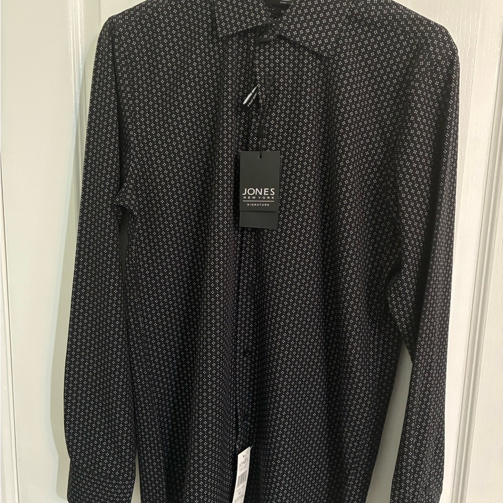 Jones New York Black Patterned Shirt